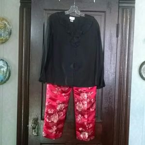 I.S.C. Petites Asian Theme Silk  Pant Set